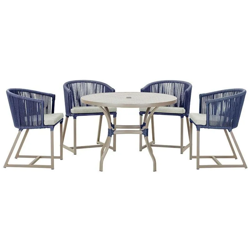Mesa Com 4 Cadeiras E Noronha Estofado 3 Trama Original Azul