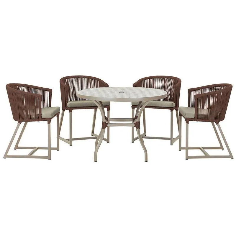 Mesa Com 4 Cadeiras E Noronha Estofado 8 Trama Original Marrom