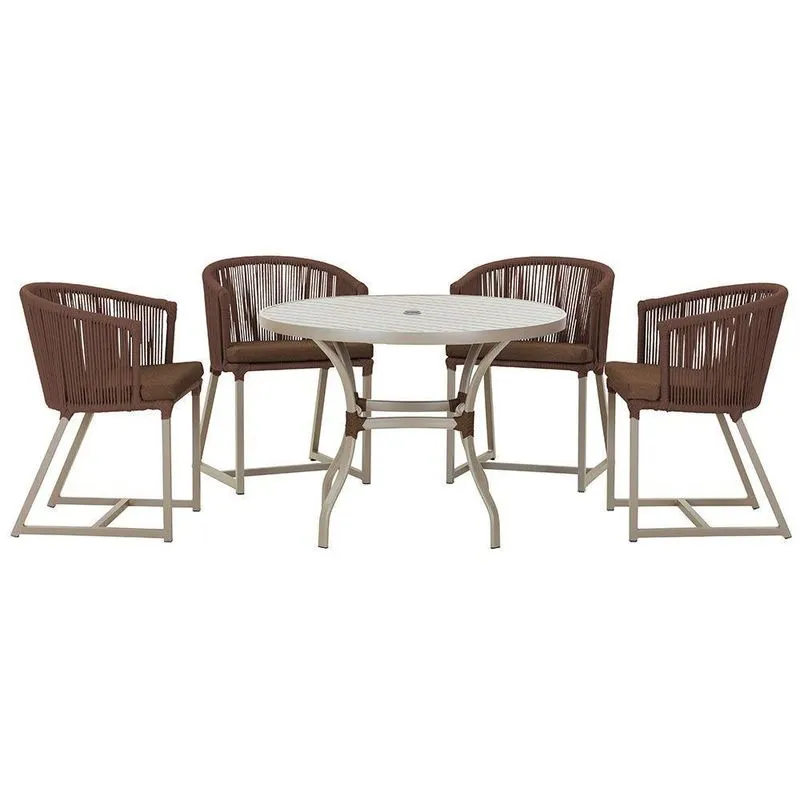 Mesa Com 4 Cadeiras E Noronha Estofado 9 Trama Original Marrom