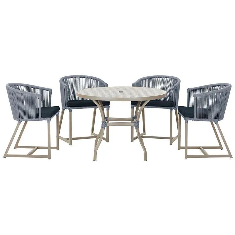 Mesa Com 4 Cadeiras E Noronha Estofado 12 Trama Original Prata