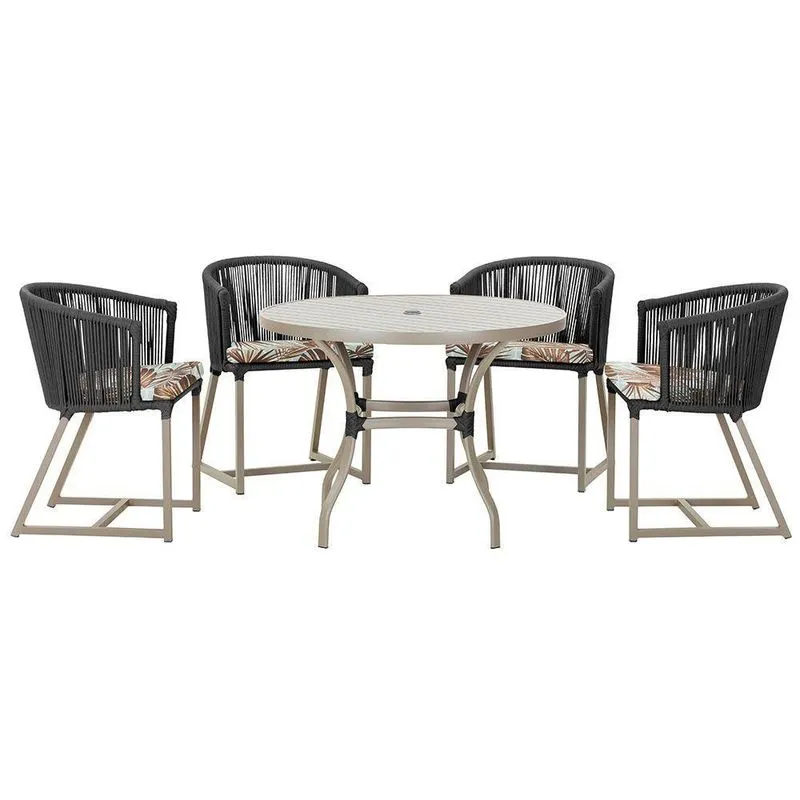 Mesa Com 4 Cadeiras E Noronha Estofado 6 Trama Original Preto