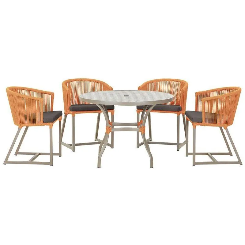 Mesa Com 4 Cadeiras E Noronha Estofado 11 Trama Terra Cota