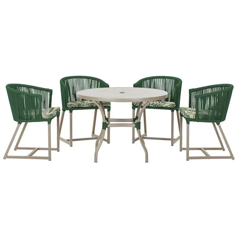 Mesa Com 4 Cadeiras E Noronha Estofado 5 Trama Original Verde