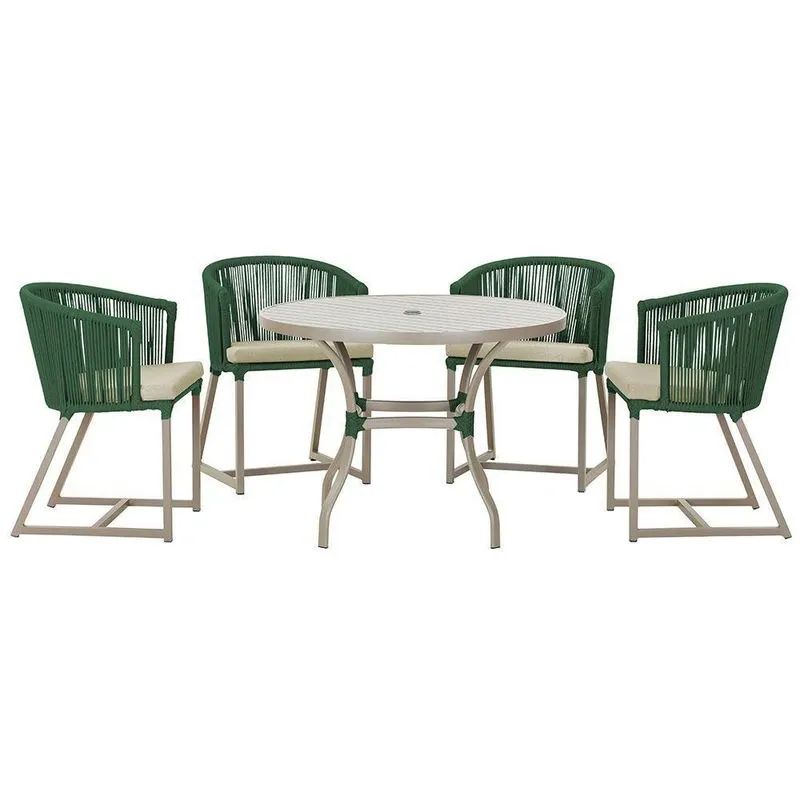 Mesa Com 4 Cadeiras E Noronha Estofado 7 Trama Original Verde