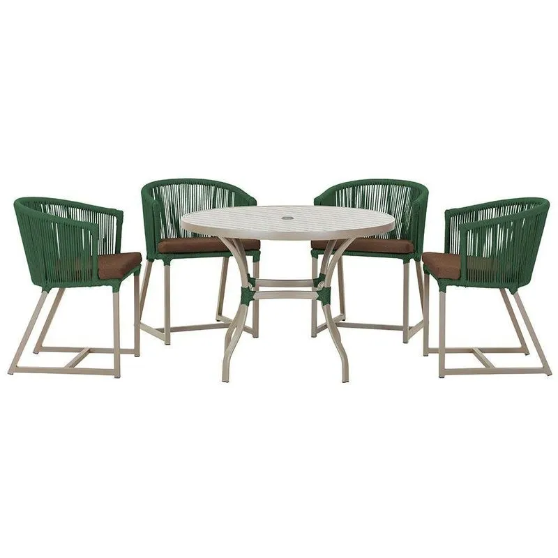 Mesa Com 4 Cadeiras E Noronha Estofado 9 Trama Original Verde
