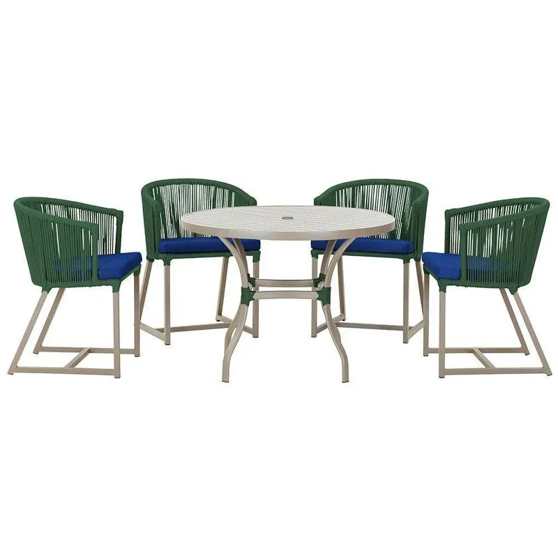 Mesa Com 4 Cadeiras E Noronha Estofado 10 Trama Original Verde