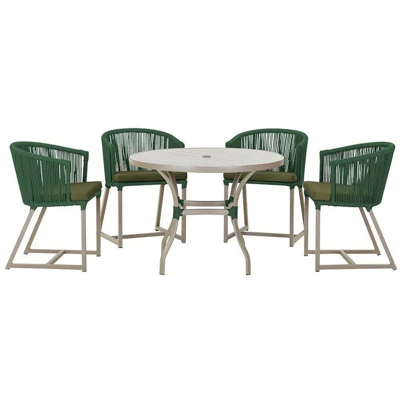 Mesa Com 4 Cadeiras E Noronha Estofado 13 Trama Original Verde