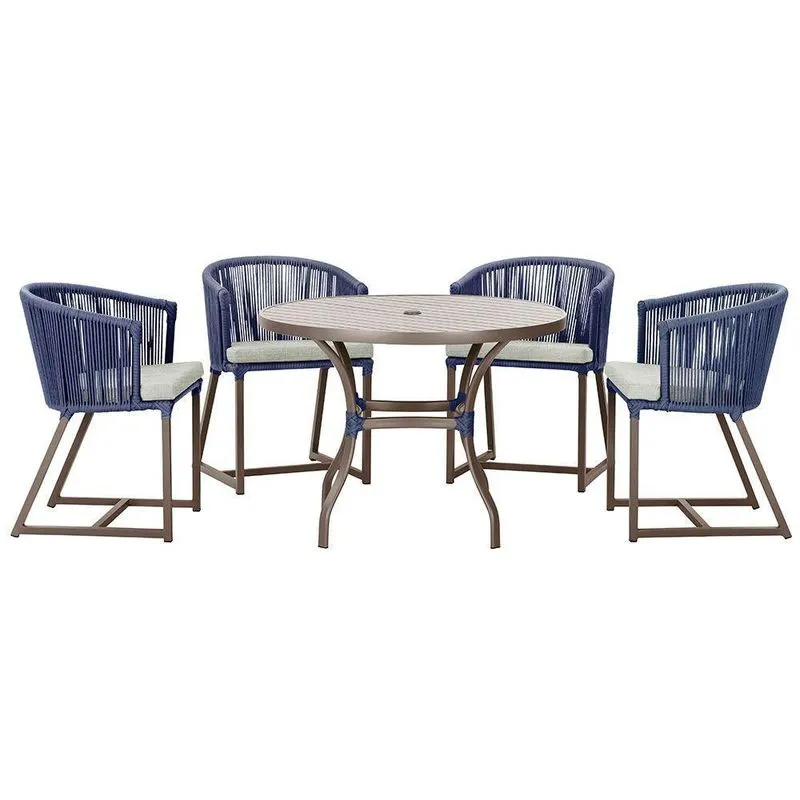 Mesa Com 4 Cadeiras E Noronha Estofado 3 Trama Original Azul