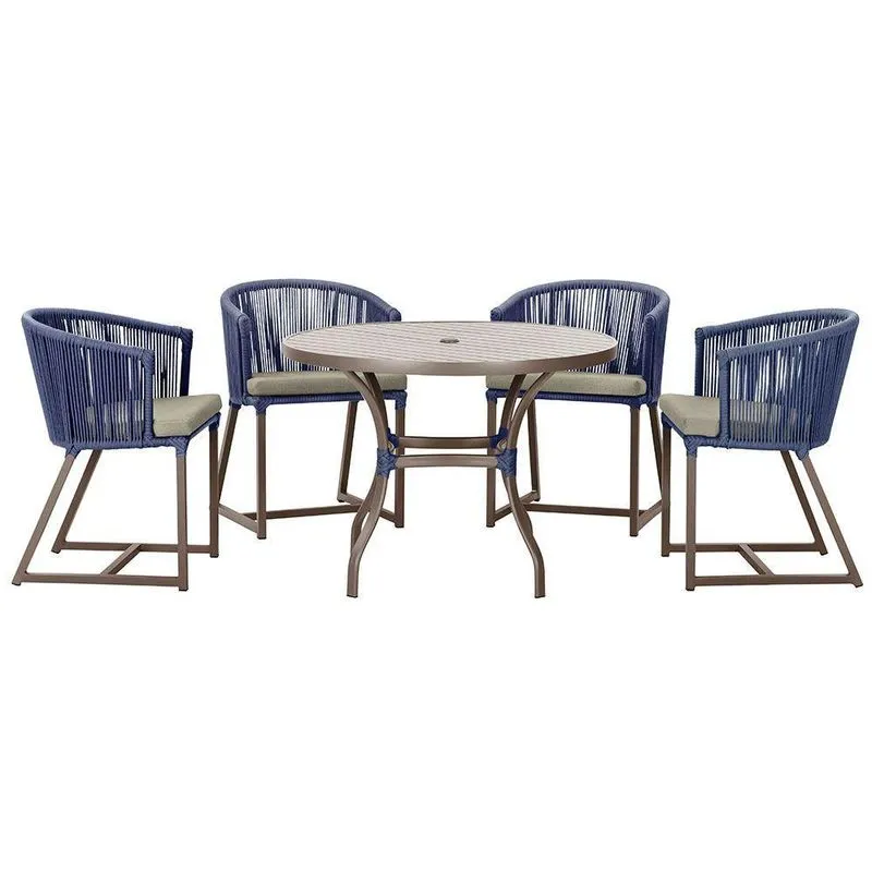 Mesa Com 4 Cadeiras E Noronha Estofado 8 Trama Original Azul