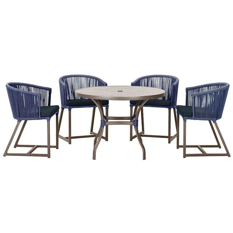 Mesa Com 4 Cadeiras E Noronha Estofado 12 Trama Original Azul
