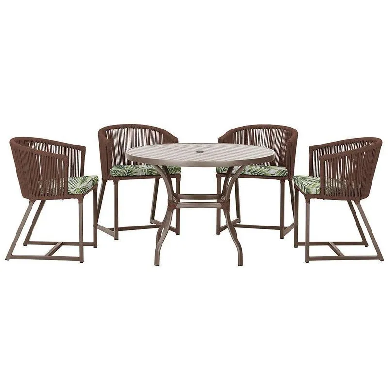 Mesa Com 4 Cadeiras E Noronha Estofado 5 Trama Original Marrom