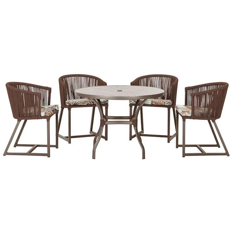 Mesa Com 4 Cadeiras E Noronha Estofado 6 Trama Original Marrom