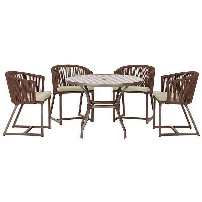 Mesa Com 4 Cadeiras E Noronha Estofado 7 Trama Original Marrom