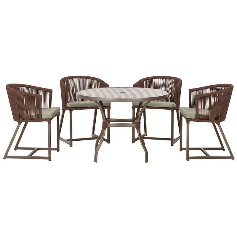Mesa Com 4 Cadeiras E Noronha Estofado 8 Trama Marrom