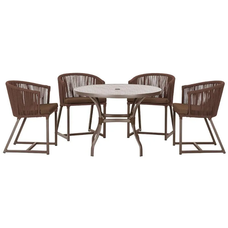 Mesa Com 4 Cadeiras E Noronha Estofado 9 Trama Original Marrom