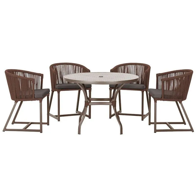 Mesa Com 4 Cadeiras E Noronha Estofado 11 Trama Original Marrom