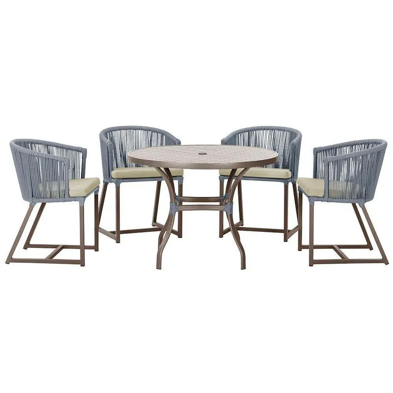 Mesa Com 4 Cadeiras E Noronha Estofado 7 Trama Prata