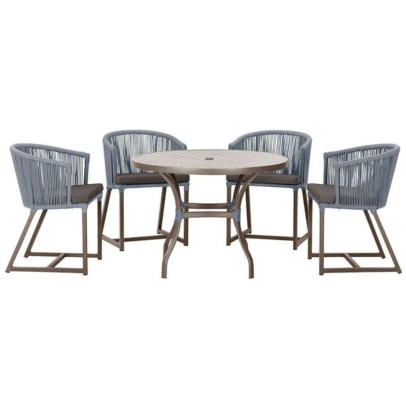 Mesa Com 4 Cadeiras E Noronha Estofado 11 Trama Original Prata
