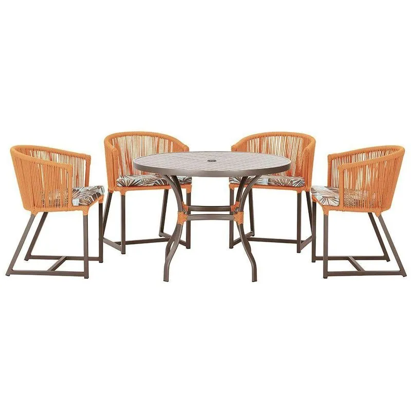 Mesa Com 4 Cadeiras E Noronha Estofado 6 Trama Original Terra Cota