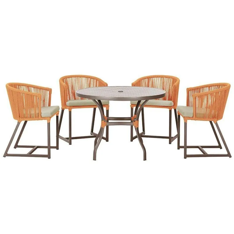 Mesa Com 4 Cadeiras E Noronha Estofado 7 Trama Original Terra Cota