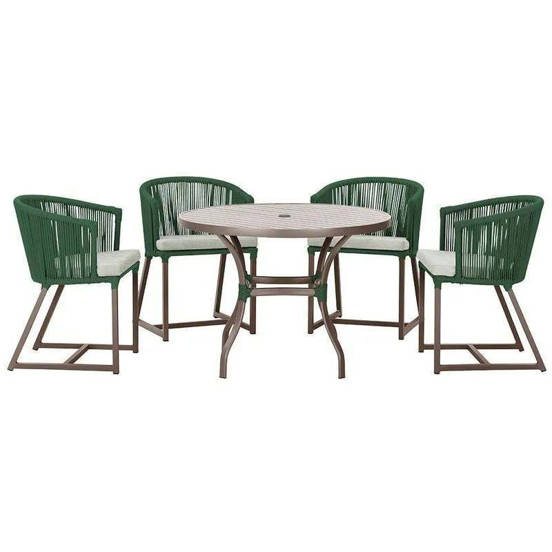 Mesa Com 4 Cadeiras E Noronha Estofado 3 Trama Original Verde