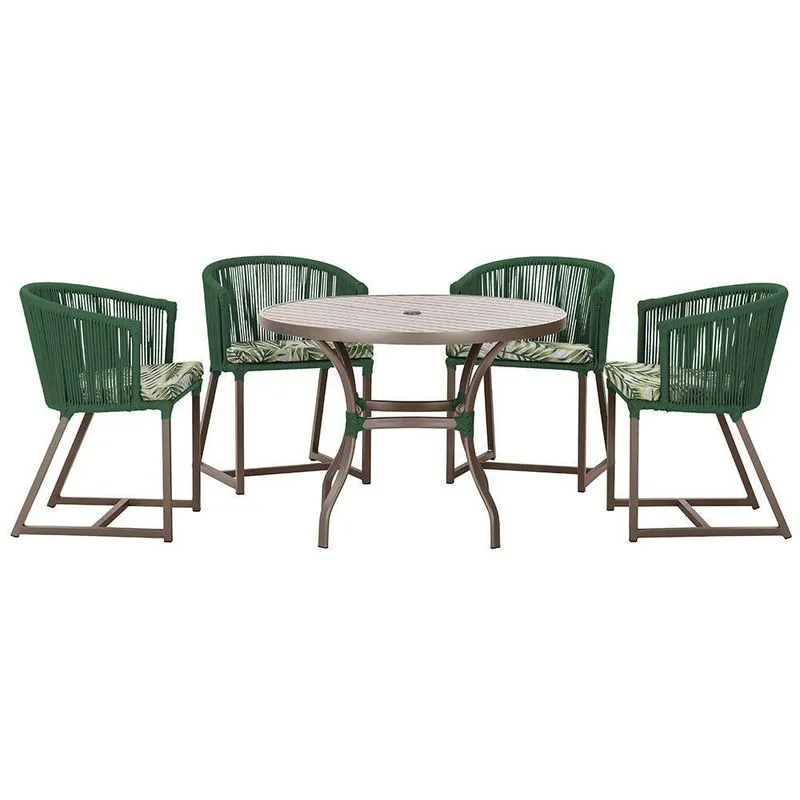 Mesa Com 4 Cadeiras E Noronha Estofado 5 Trama Original Verde
