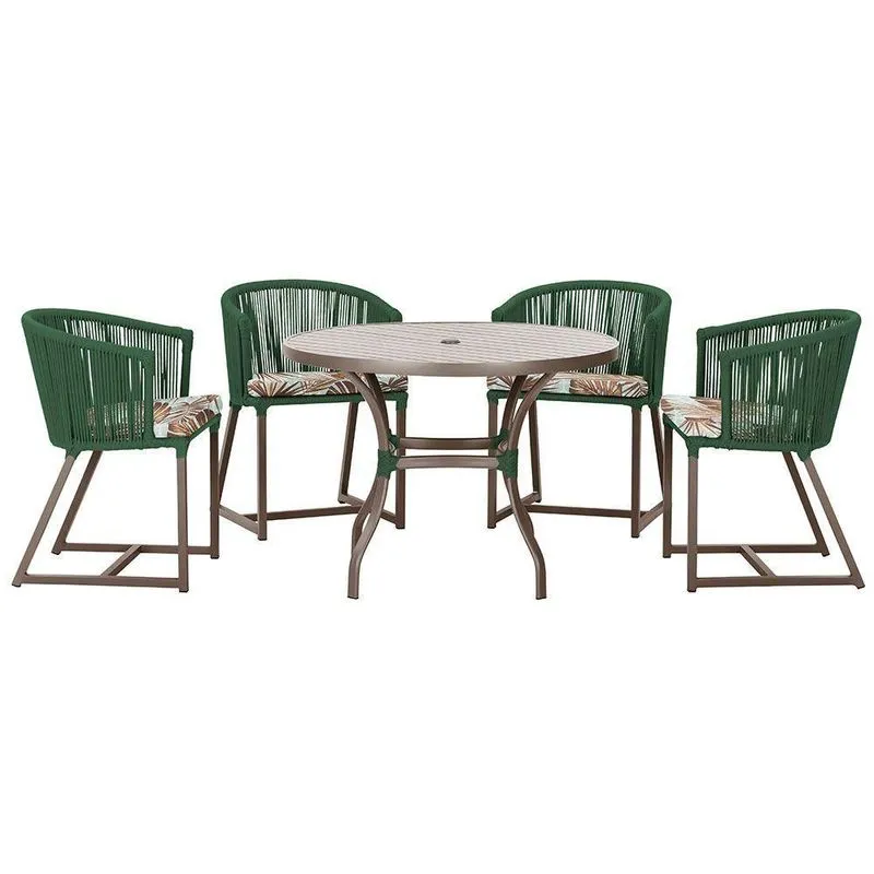 Mesa Com 4 Cadeiras E Noronha Estofado 6 Trama Original Verde