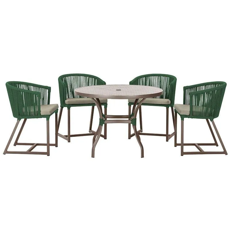 Mesa Com 4 Cadeiras E Noronha Estofado 8 Trama Verde