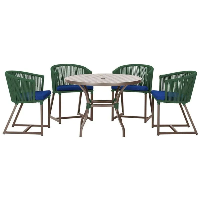 Mesa Com 4 Cadeiras E Noronha Estofado 10 Trama Original Verde