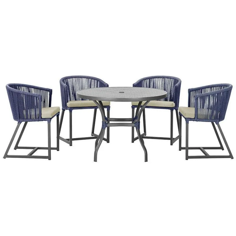 Mesa Com 4 Cadeiras E Noronha Estofado 7 Trama Original Azul