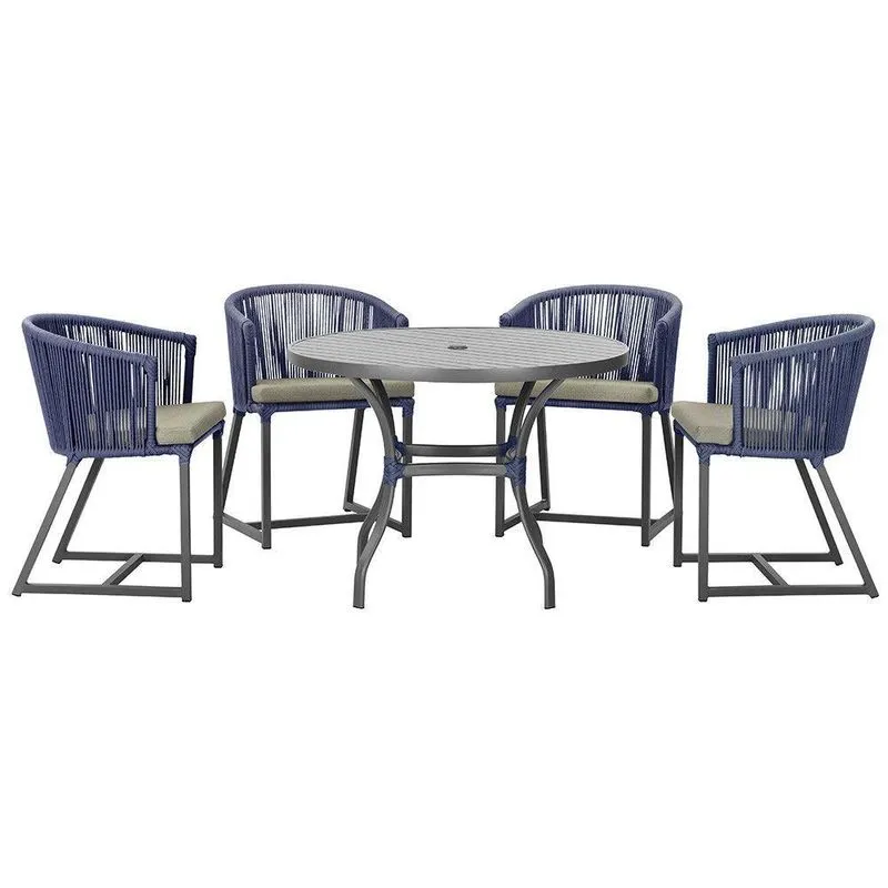 Mesa Com 4 Cadeiras E Noronha Estofado 8 Trama Original Azul