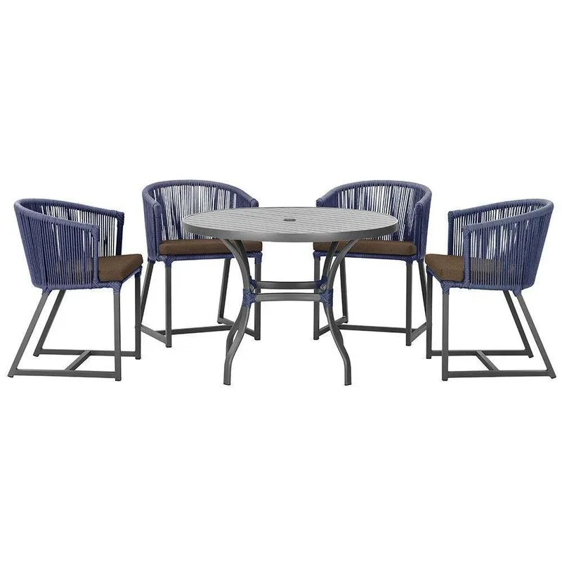 Mesa Com 4 Cadeiras E Noronha Estofado 9 Trama Original Azul