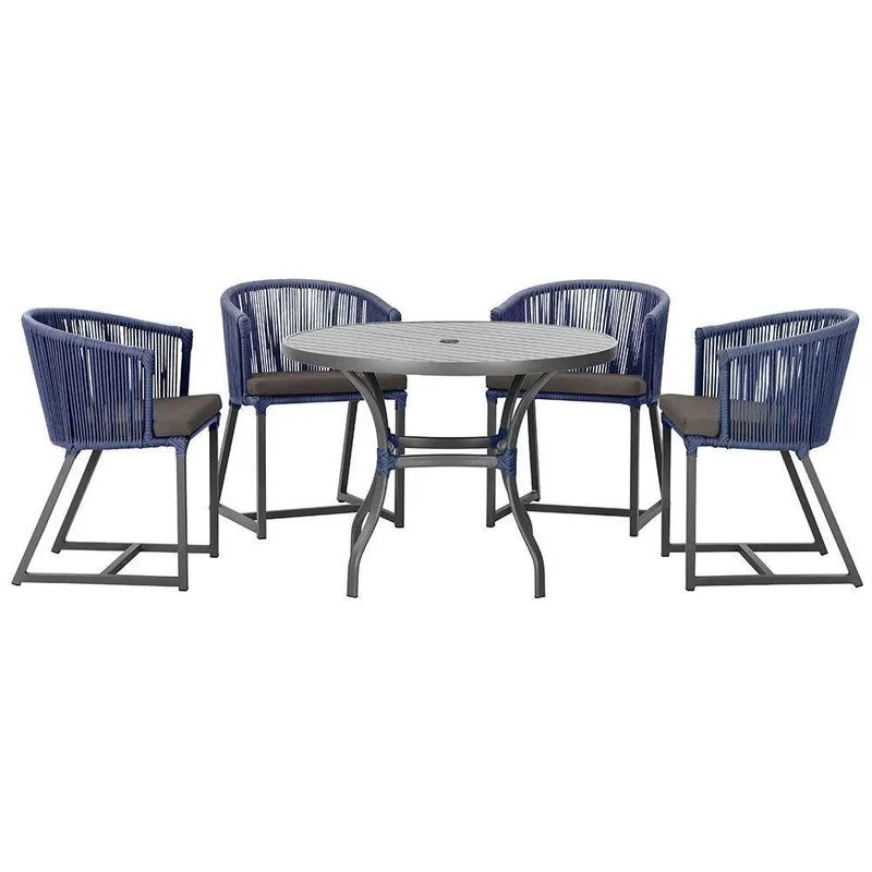 Mesa Com 4 Cadeiras E Noronha Estofado 11 Trama Original Azul