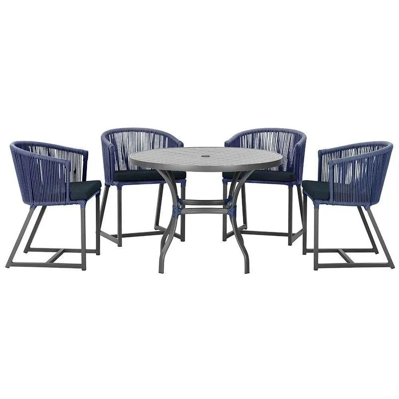 Mesa Com 4 Cadeiras E Noronha Estofado 12 Trama Original Azul