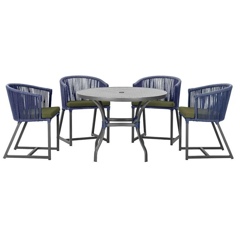Mesa Com 4 Cadeiras E Noronha Estofado 13 Trama Original Azul