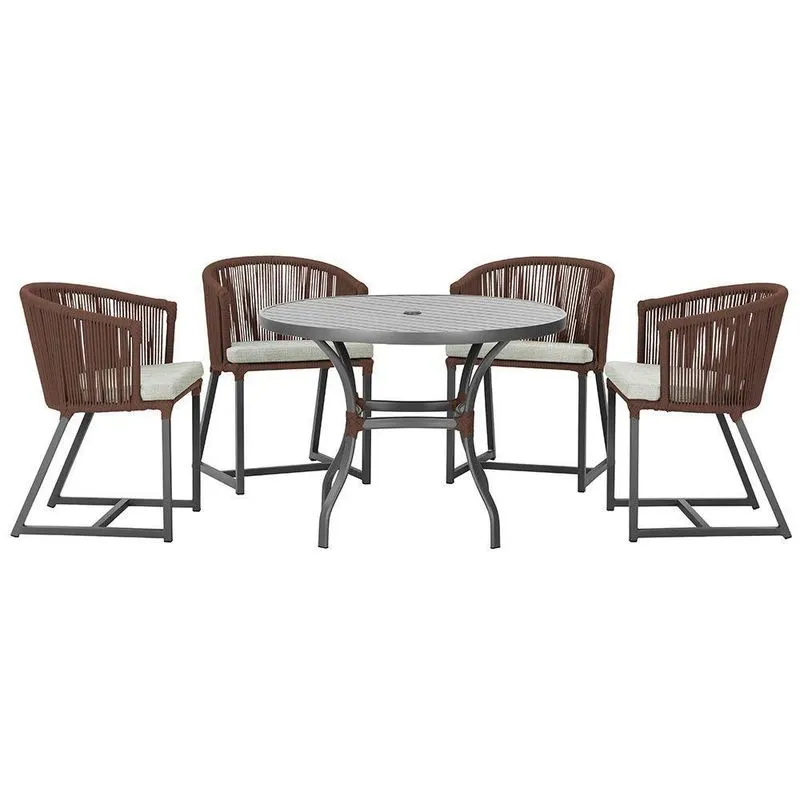 Mesa Com 4 Cadeiras E Noronha Estofado 3 Trama Original Marrom
