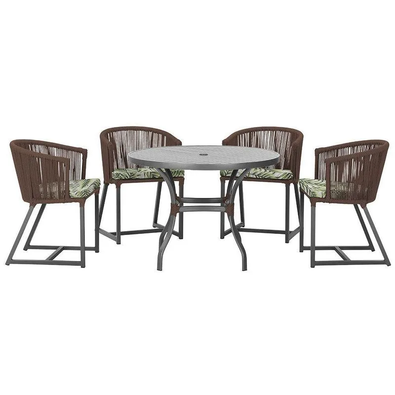 Mesa Com 4 Cadeiras E Noronha Estofado 5 Trama Original Marrom