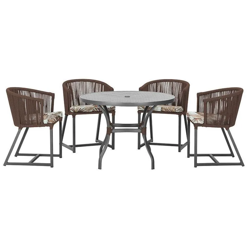Mesa Com 4 Cadeiras E Noronha Estofado 6 Trama Original Marrom
