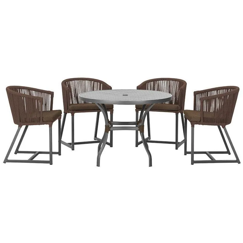 Mesa Com 4 Cadeiras E Noronha Estofado 9 Trama Original Marrom