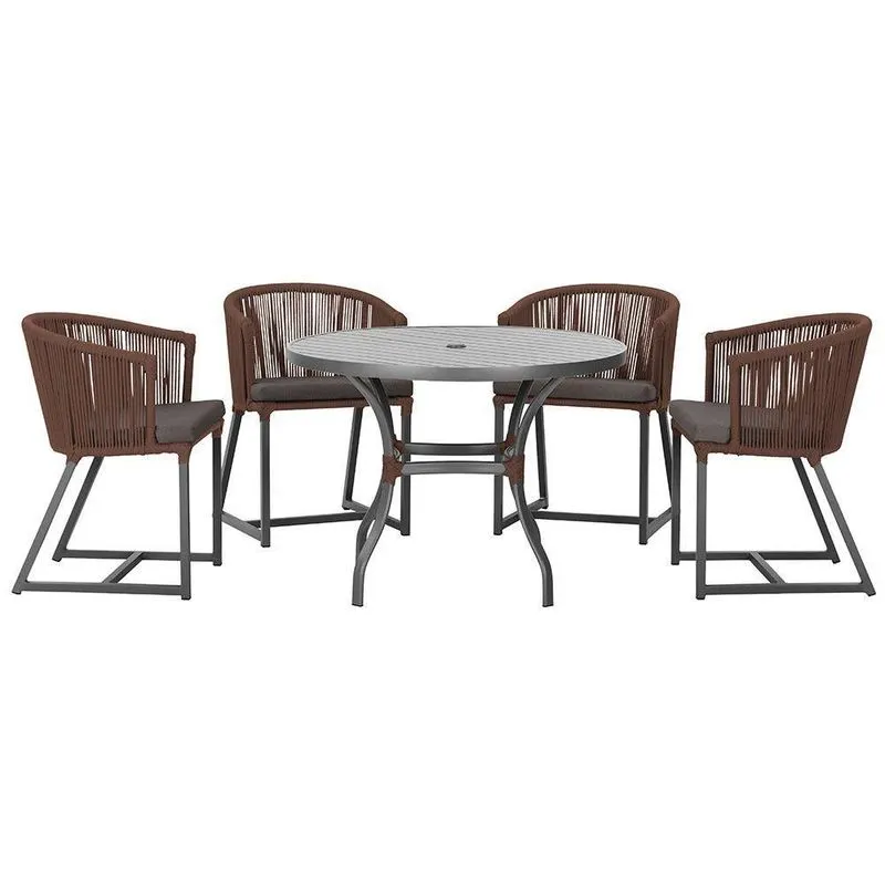 Mesa Com 4 Cadeiras E Noronha Estofado 11 Trama Original Marrom