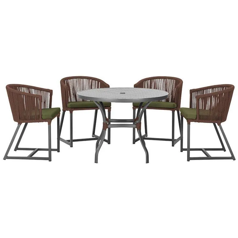 Mesa Com 4 Cadeiras E Noronha Estofado 13 Trama Original Marrom