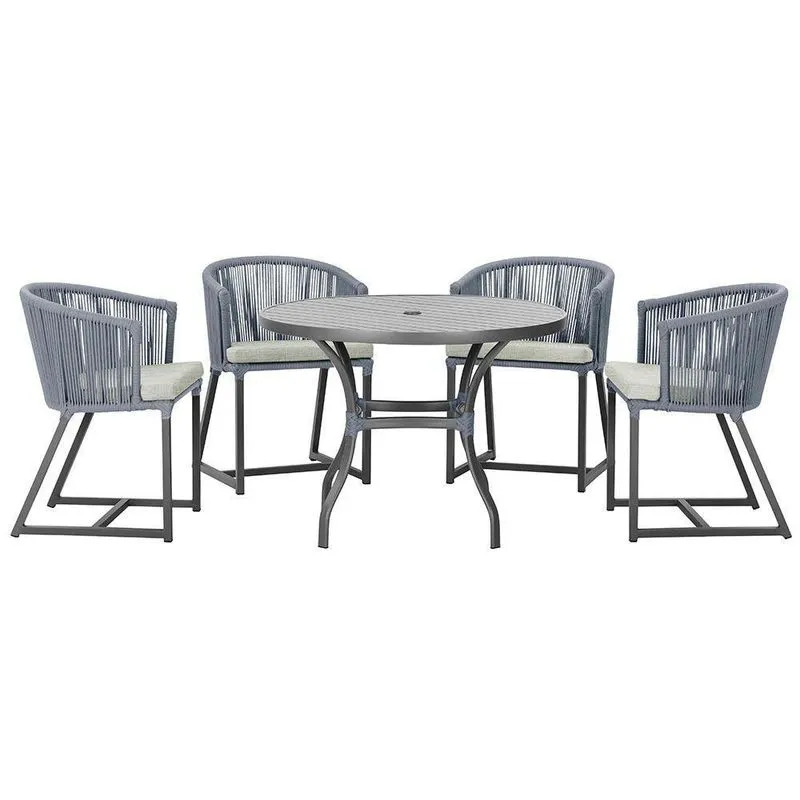 Mesa Com 4 Cadeiras E Noronha Estofado 3 Trama Original Prata