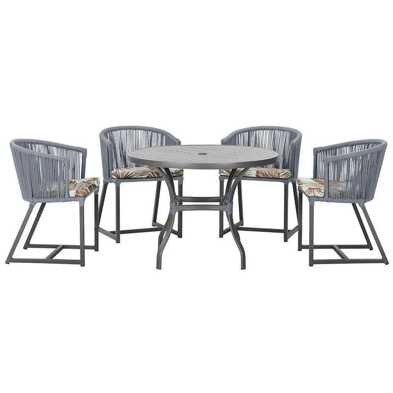 Mesa Com 4 Cadeiras E Noronha Estofado 6 Trama Original Prata
