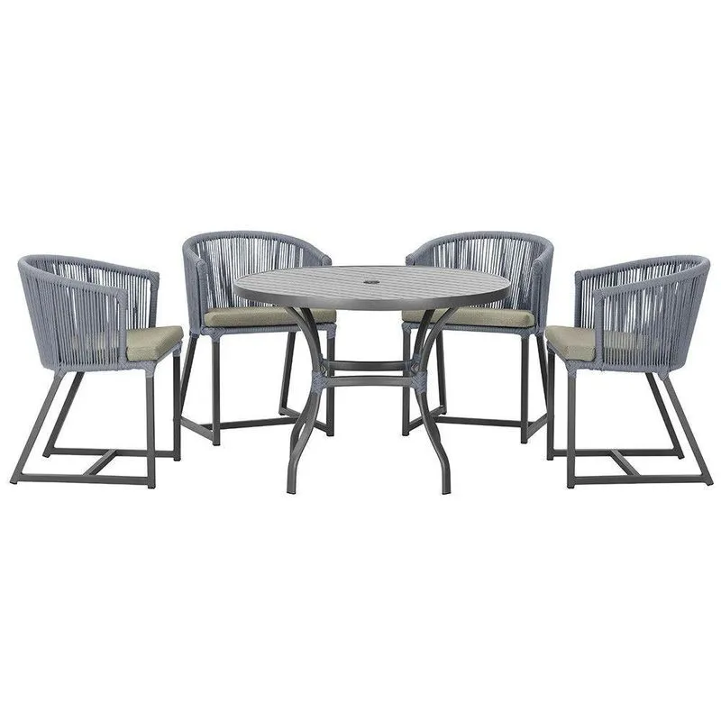 Mesa Com 4 Cadeiras E Noronha Estofado 8 Trama Prata