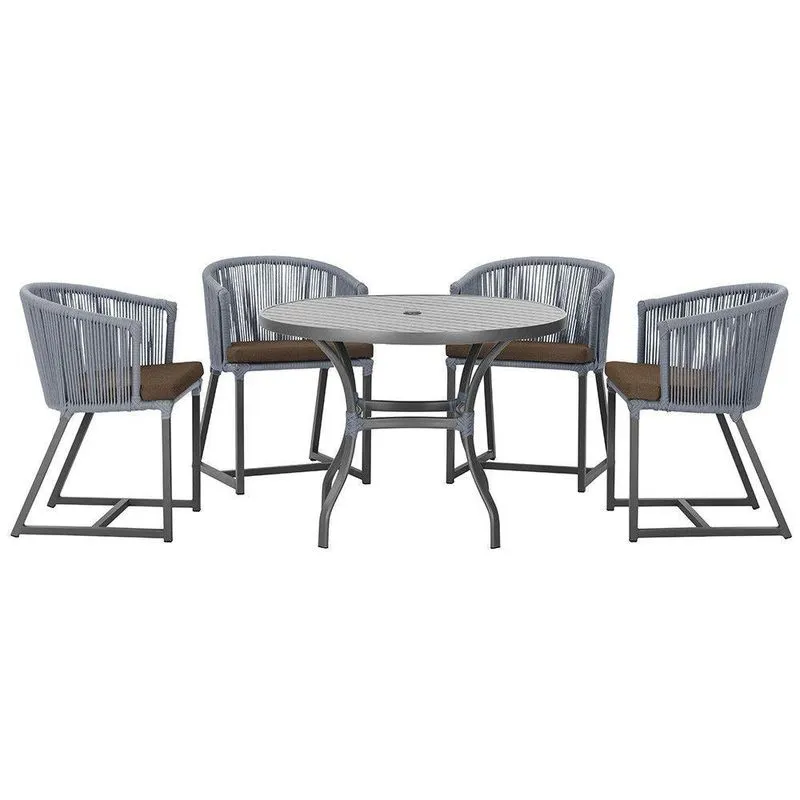 Mesa Com 4 Cadeiras E Noronha Estofado 9 Trama Original Prata