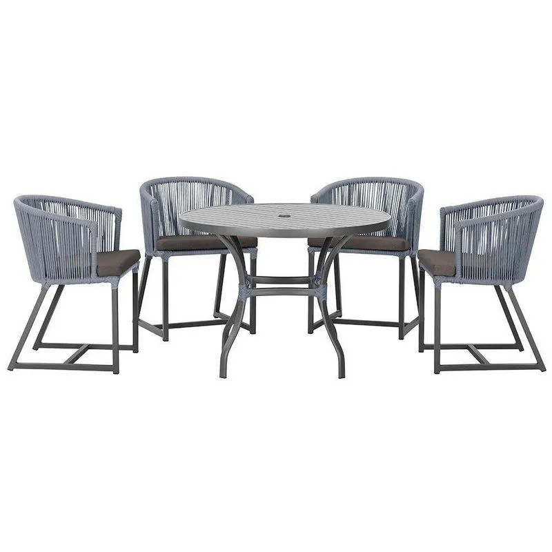 Mesa Com 4 Cadeiras E Noronha Estofado 11 Trama Original Prata