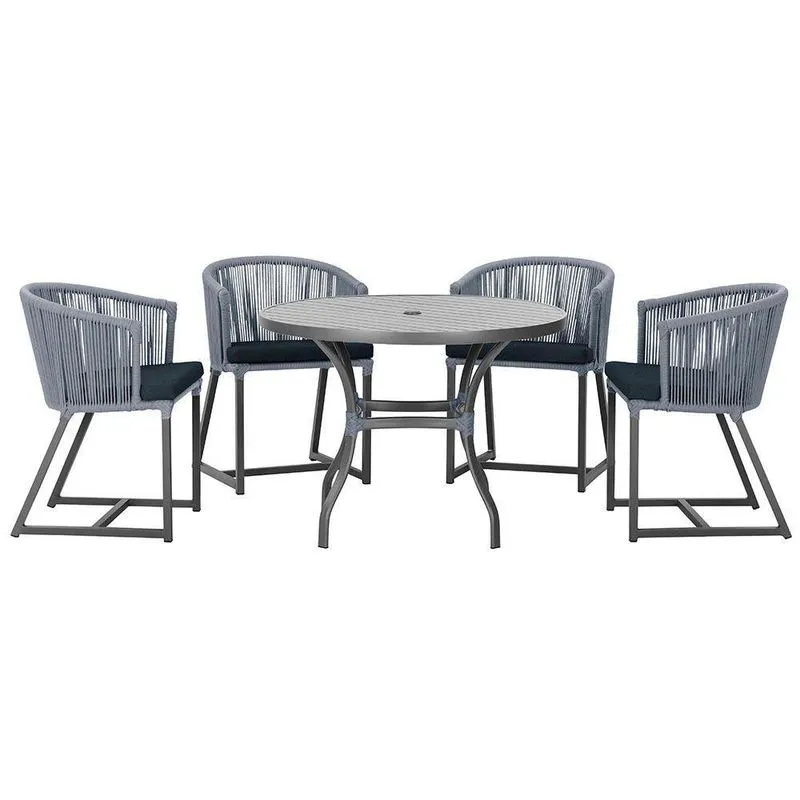 Mesa Com 4 Cadeiras E Noronha Estofado 12 Trama Original Prata