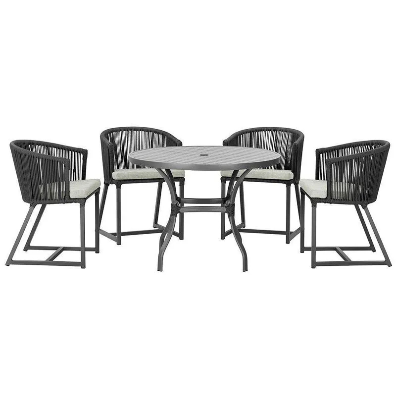 Mesa Com 4 Cadeiras E Noronha Estofado 3 Trama Preto