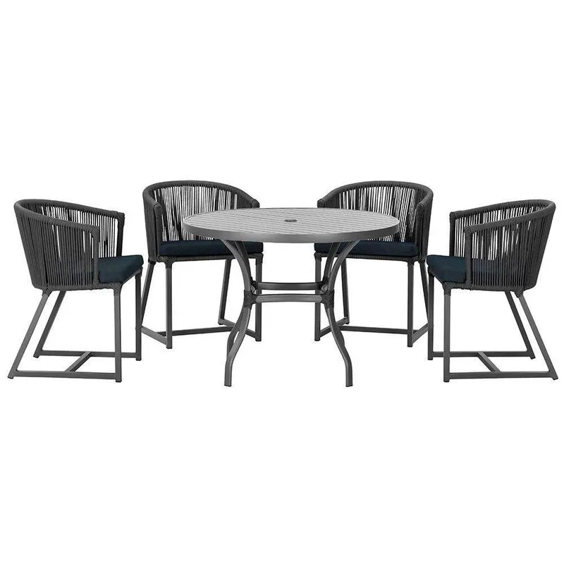 Mesa Com 4 Cadeiras E Noronha Estofado 12 Trama Preto
