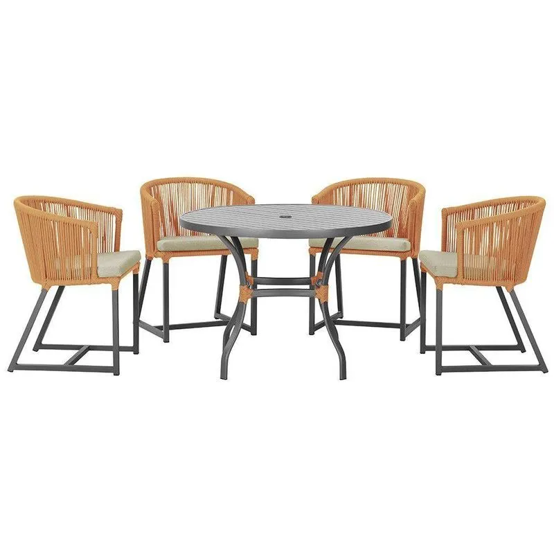 Mesa Com 4 Cadeiras E Noronha Estofado 7 Trama Terra Cota